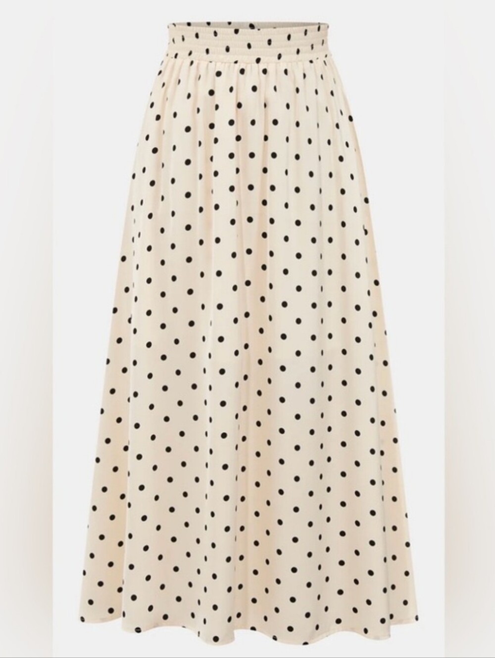 Commense Cream Maxi Skirt with Black Polka Dots - Picture 4 of 4